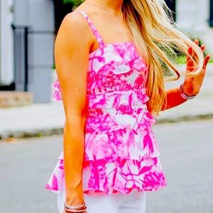lilly pulitzer olive top, resort white caliente